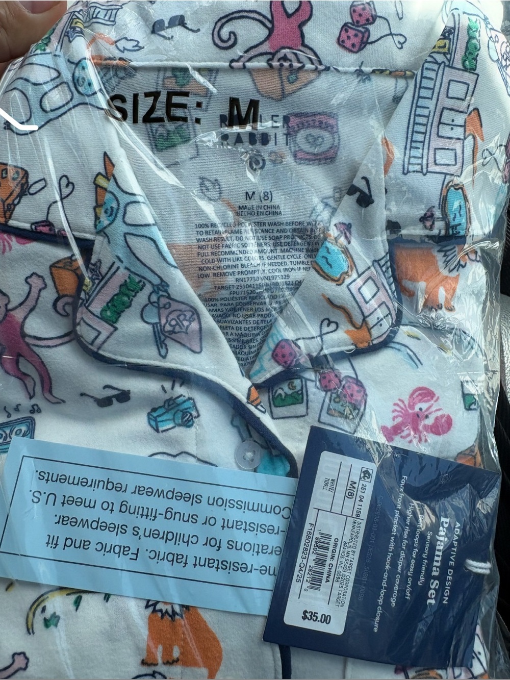 Roller Rabbit x Target Roadtrip Pajama Set Girl Long Sleeve Pants Monkey NWT